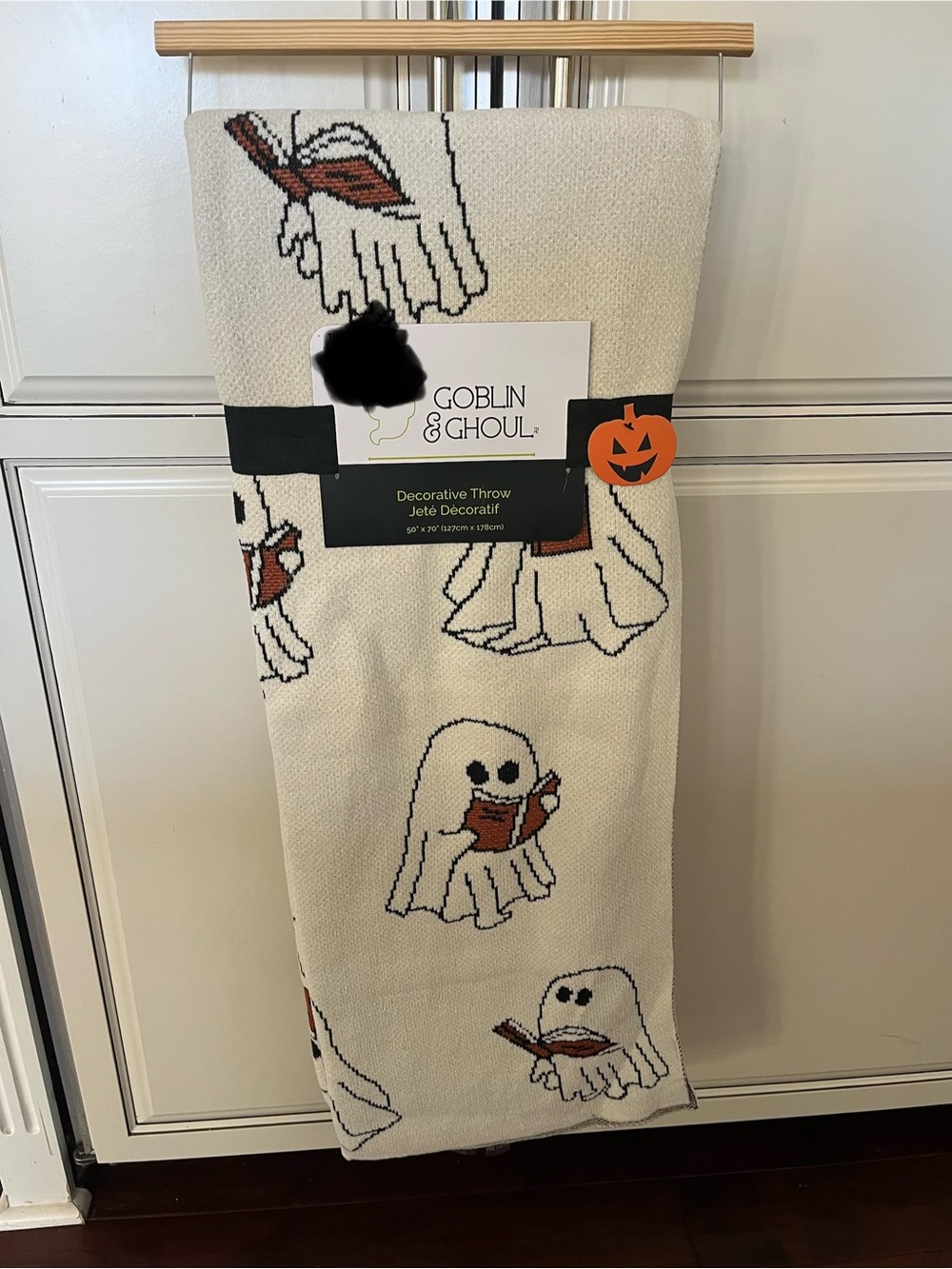 Goblin & Ghoul Ghost Reading Book Halloween Decorative Throw Blanket